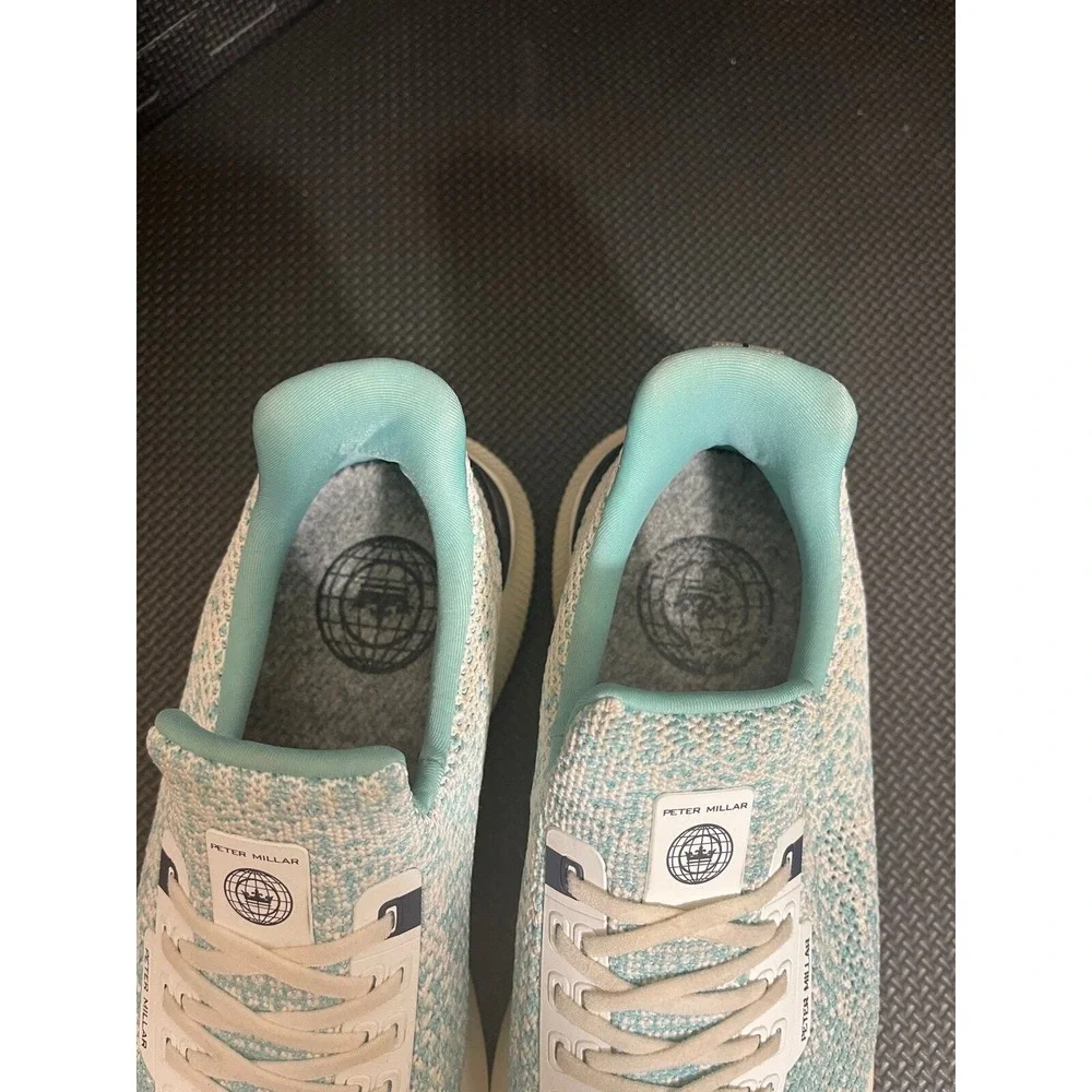 Peter Millar Apollo Sneakers Womens 7.5 Mountain Dew Blue White Knit LF22EF11